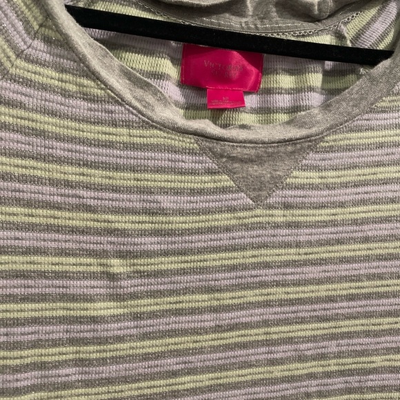 Victoria's Secret Gray and Light Green Striped Shirt - Picture 2 of 4